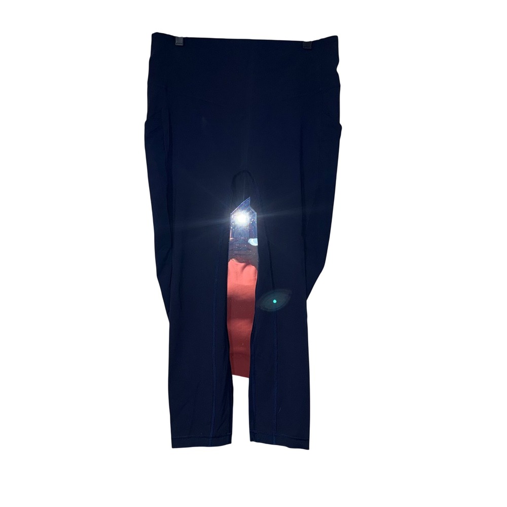 Lululemon All the Right Places Crop II Leggings Womens 10 Navy Blue Nylon Blend